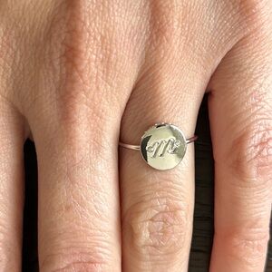 Kate Spade Silver ‘M’ Initial Adjustable Ring